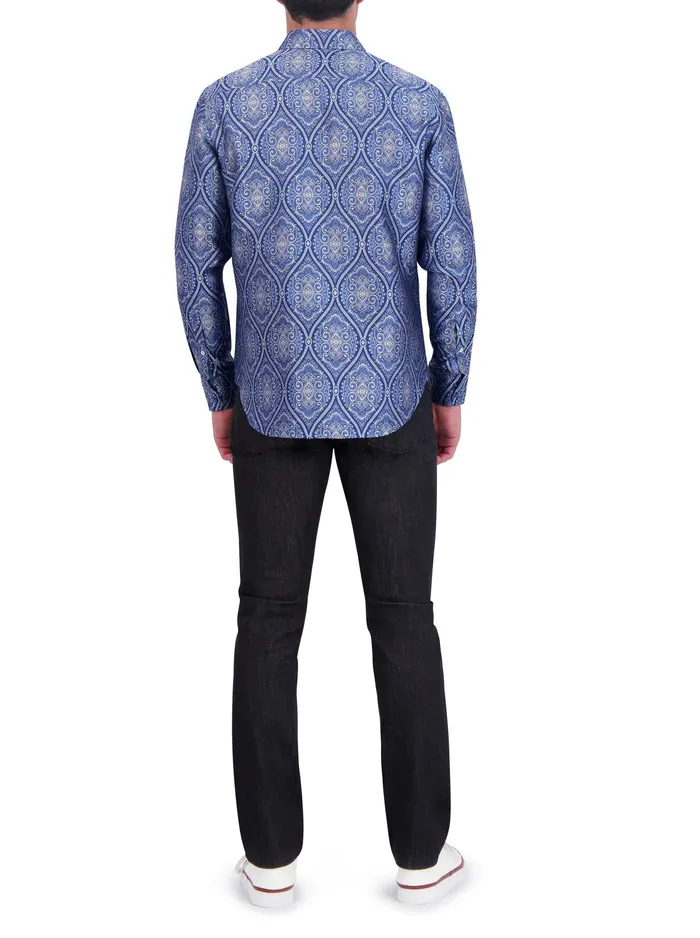 Robert Graham Long Sleeve Button Down Shirts Men LIMITED EDITION SOVEREIGNTY LONG SLEEVE BUTTON DOWN SHIRT Blue