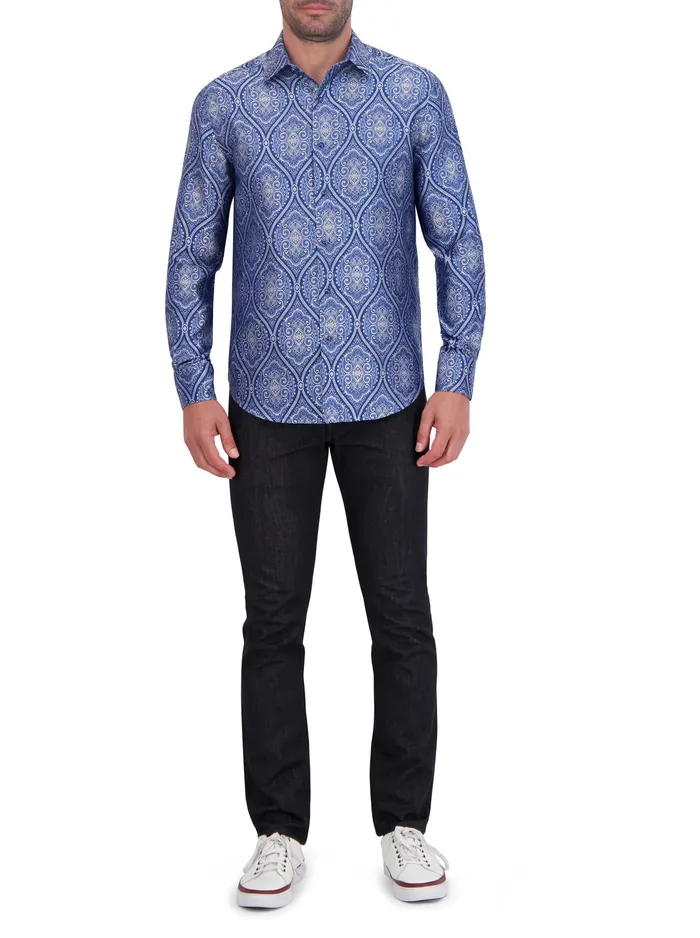Robert Graham Long Sleeve Button Down Shirts Men LIMITED EDITION SOVEREIGNTY LONG SLEEVE BUTTON DOWN SHIRT Blue