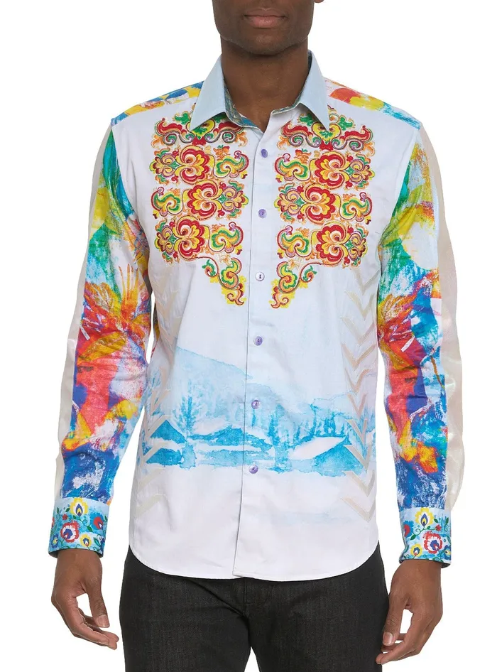 Robert Graham Long Sleeve Button Down Shirts Men LIMITED EDITION THE ALPS LONG SLEEVE BUTTON DOWN SHIRT White Robert Graham Long Sleeve Button Down Shirts Men LIMITED EDITION THE ALPS LONG SLEEVE BUTTON DOWN SHIRT White