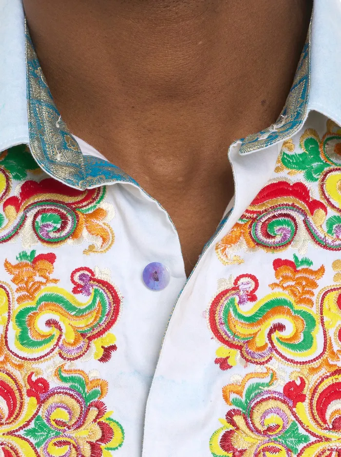 Robert Graham Long Sleeve Button Down Shirts Men LIMITED EDITION THE ALPS LONG SLEEVE BUTTON DOWN SHIRT White