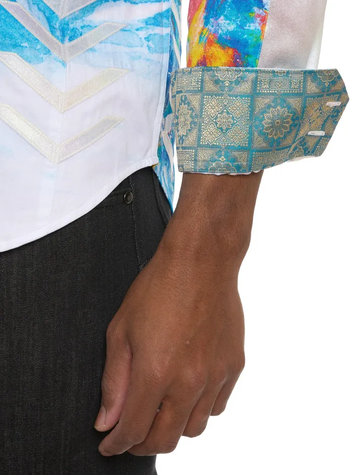 Robert Graham Long Sleeve Button Down Shirts Men LIMITED EDITION THE ALPS LONG SLEEVE BUTTON DOWN SHIRT White