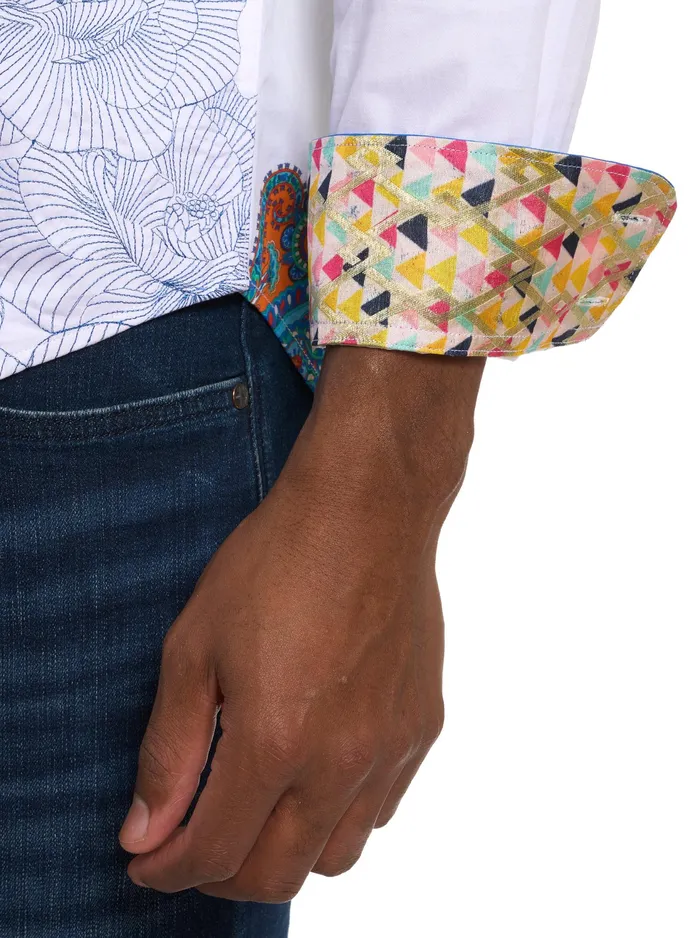 Robert Graham Long Sleeve Button Down Shirts Men LIMITED EDITION THE PLEIADES LONG SLEEVE BUTTON DOWN SHIRT White