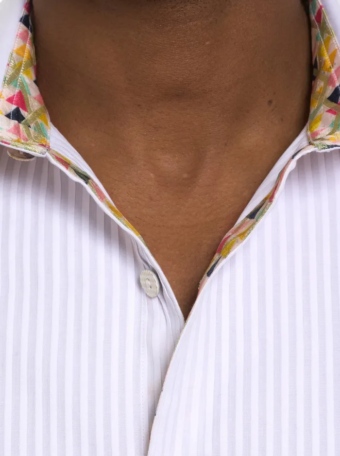 Robert Graham Long Sleeve Button Down Shirts Men LIMITED EDITION THE PLEIADES LONG SLEEVE BUTTON DOWN SHIRT White
