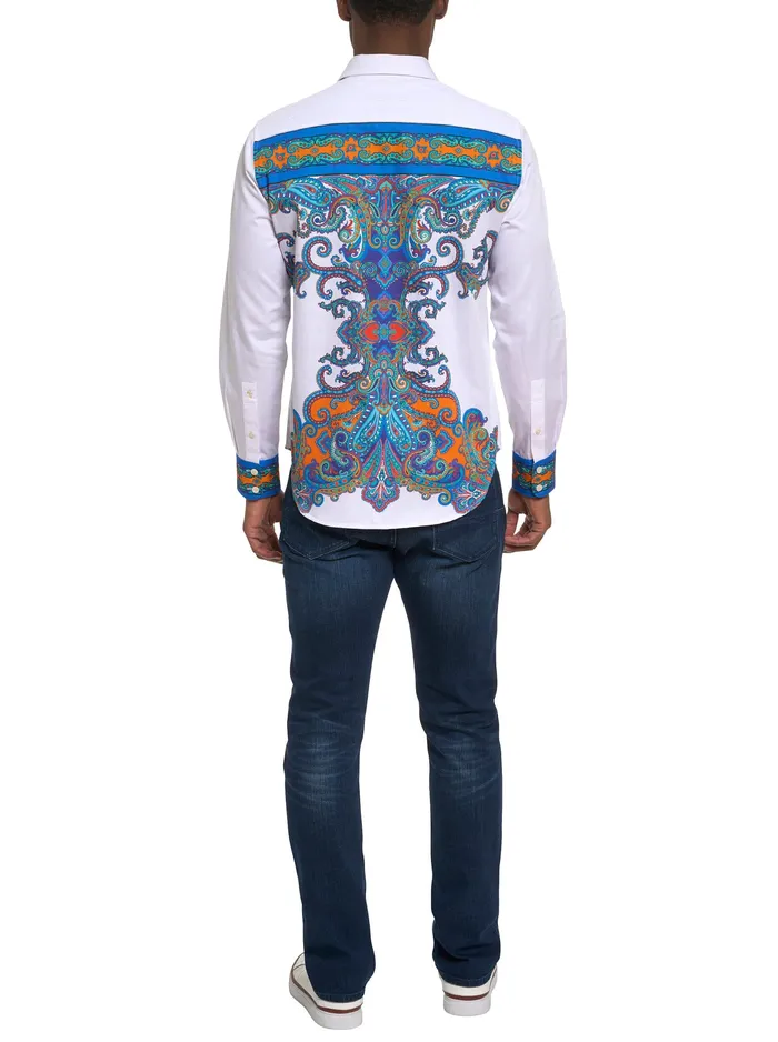 Robert Graham Long Sleeve Button Down Shirts Men LIMITED EDITION THE PLEIADES LONG SLEEVE BUTTON DOWN SHIRT White