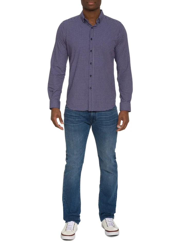 Robert Graham Long Sleeve Button Down Shirts Men LONARDO MOTION LONG SLEEVE BUTTON DOWN SHIRT Blue