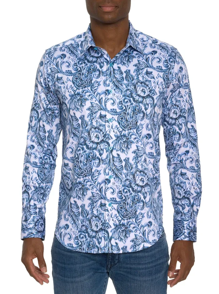 Robert Graham Long Sleeve Button Down Shirts Men MILLENNIUM LONG SLEEVE BUTTON DOWN SHIRT Dark Teal Robert Graham Long Sleeve Button Down Shirts Men MILLENNIUM LONG SLEEVE BUTTON DOWN SHIRT Dark Teal