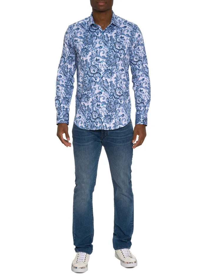 Robert Graham Long Sleeve Button Down Shirts Men MILLENNIUM LONG SLEEVE BUTTON DOWN SHIRT Dark Teal