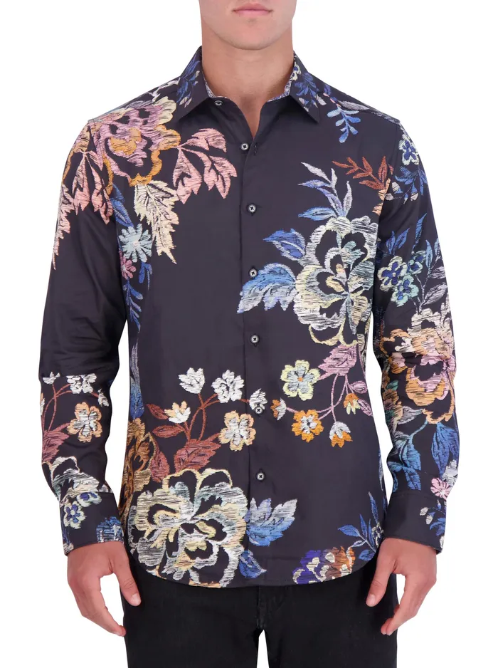 Robert Graham Long Sleeve Button Down Shirts Men PLUTO LONG SLEEVE BUTTON DOWN SHIRT Black Robert Graham Long Sleeve Button Down Shirts Men PLUTO LONG SLEEVE BUTTON DOWN SHIRT Black