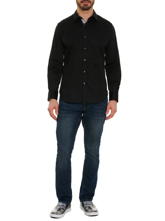 Robert Graham Long Sleeve Button Down Shirts Men RIGHTEOUS 2 LONG SLEEVE BUTTON DOWN SHIRT Black