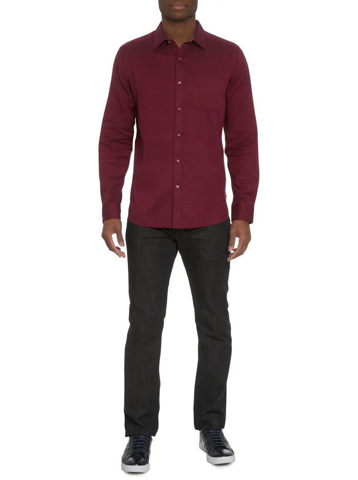Robert Graham Long Sleeve Button Down Shirts Men SANTA CROCE LONG SLEEVE BUTTON DOWN SHIRT Burgundy