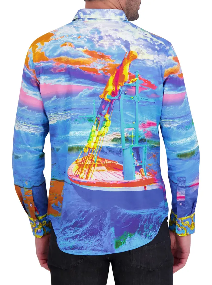 Robert Graham Long Sleeve Button Down Shirts Men SUNSET AT SEA LONG SLEEVE BUTTON DOWN SHIRT Blue