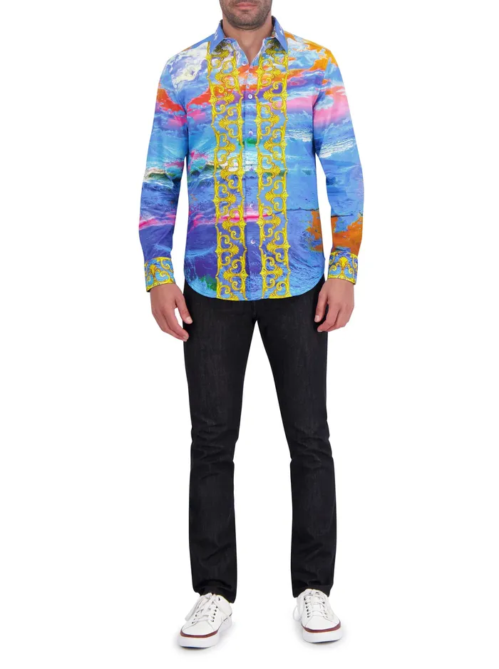 Robert Graham Long Sleeve Button Down Shirts Men SUNSET AT SEA LONG SLEEVE BUTTON DOWN SHIRT Blue