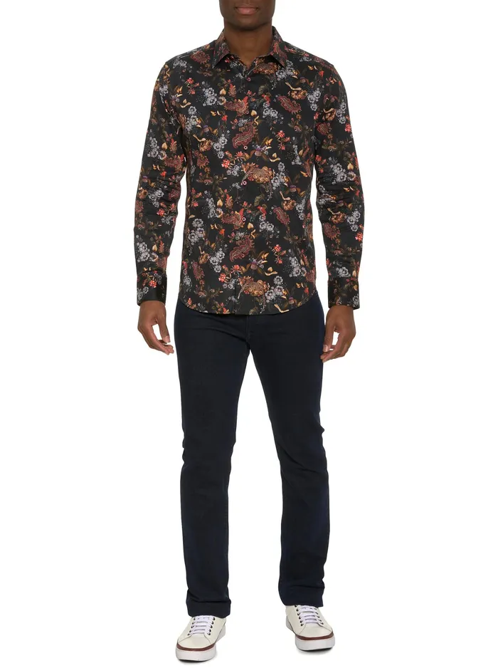 Robert Graham Long Sleeve Button Down Shirts Men THE LEO LONG SLEEVE BUTTON DOWN SHIRT Black