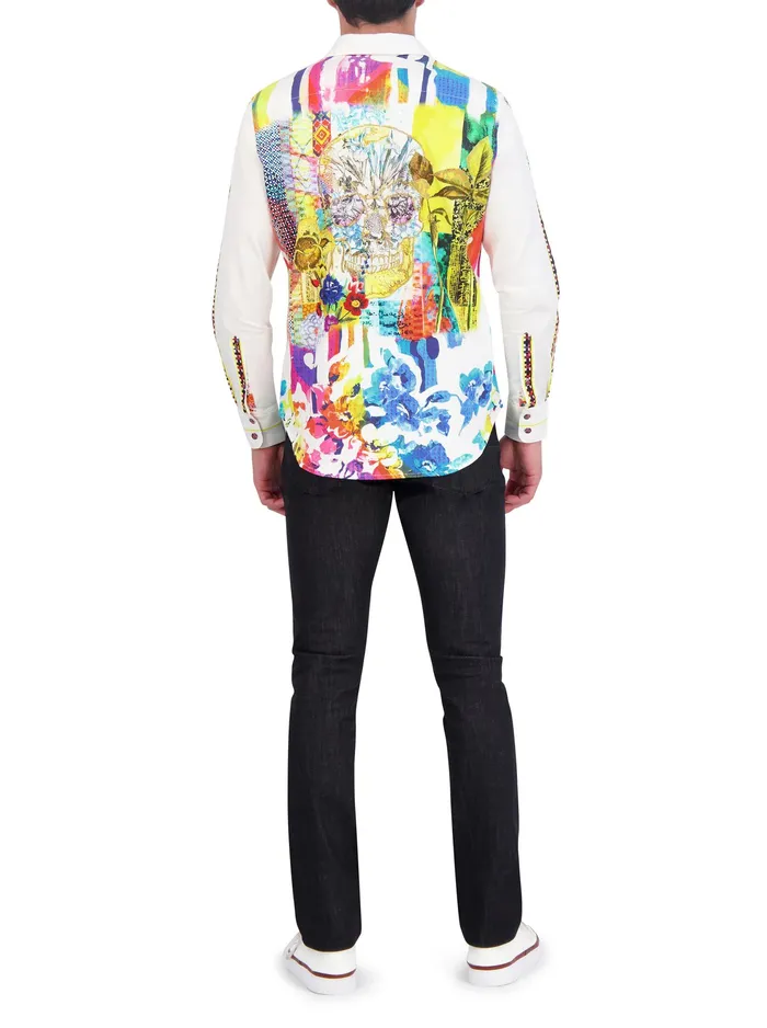 Robert Graham Long Sleeve Button Down Shirts Men VIBRANT SKULL LONG SLEEVE BUTTON DOWN SHIRT Multi