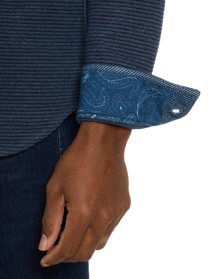 Robert Graham Long Sleeve Knits Men BRUNNER LONG SLEEVE KNIT TOP Indigo