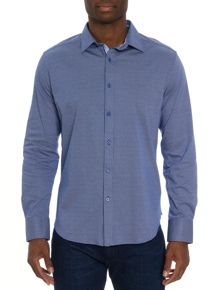 Robert Graham Long Sleeve Knits Men LIOTTA MOTION LONG SLEEVE KNIT BUTTON DOWN SHIRT Navy Robert Graham Long Sleeve Knits Men LIOTTA MOTION LONG SLEEVE KNIT BUTTON DOWN SHIRT Navy