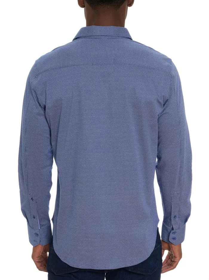 Robert Graham Long Sleeve Knits Men LIOTTA MOTION LONG SLEEVE KNIT BUTTON DOWN SHIRT Navy