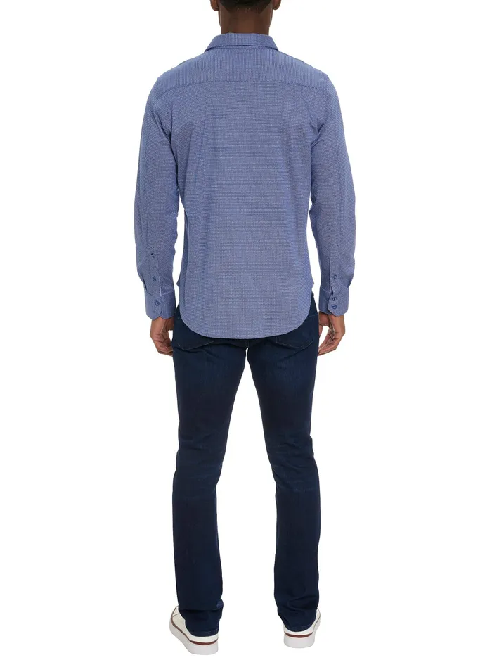 Robert Graham Long Sleeve Knits Men LIOTTA MOTION LONG SLEEVE KNIT BUTTON DOWN SHIRT Navy