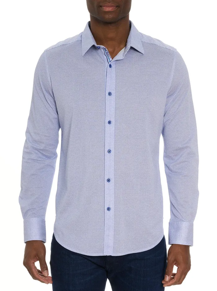 Robert Graham Long Sleeve Knits Men PIRLO MOTION LONG SLEEVE KNIT BUTTON DOWN SHIRT Blue