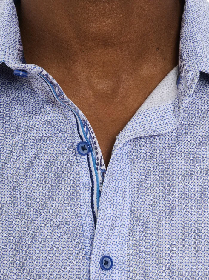 Robert Graham Long Sleeve Knits Men PIRLO MOTION LONG SLEEVE KNIT BUTTON DOWN SHIRT Blue