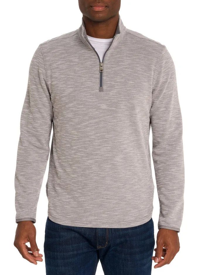 Robert Graham Long Sleeve Knits Men SPEILBERG 14 ZIP LONG SLEEVE KNIT Light Grey