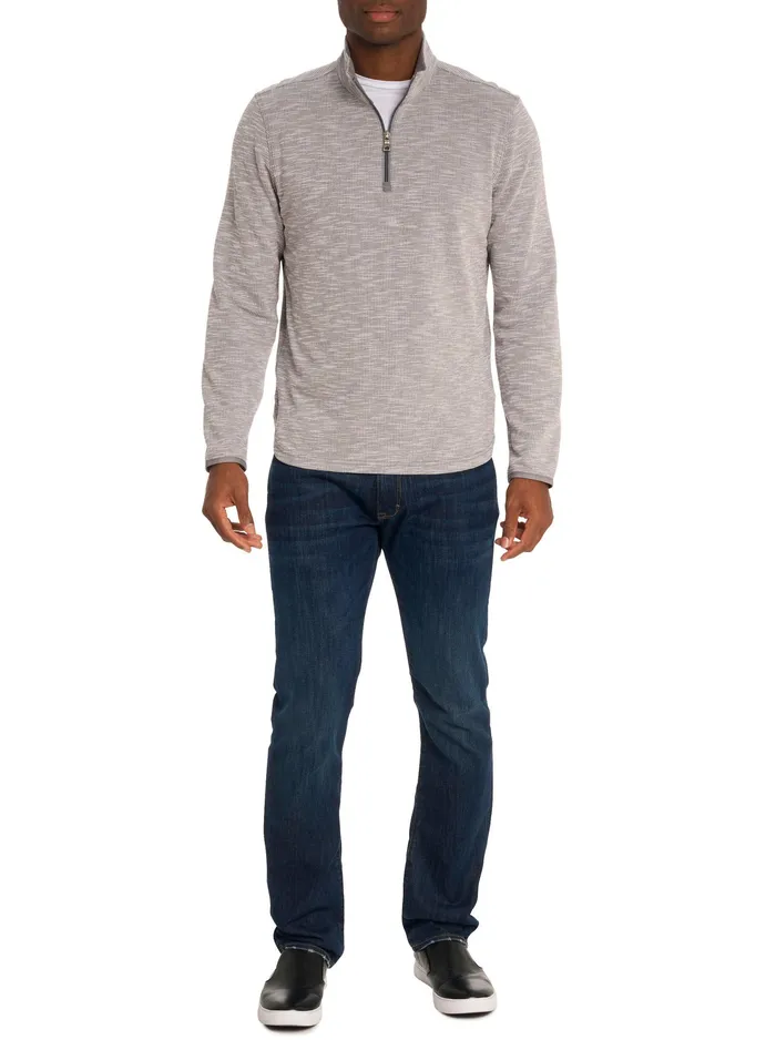 Robert Graham Long Sleeve Knits Men SPEILBERG 14 ZIP LONG SLEEVE KNIT Light Grey