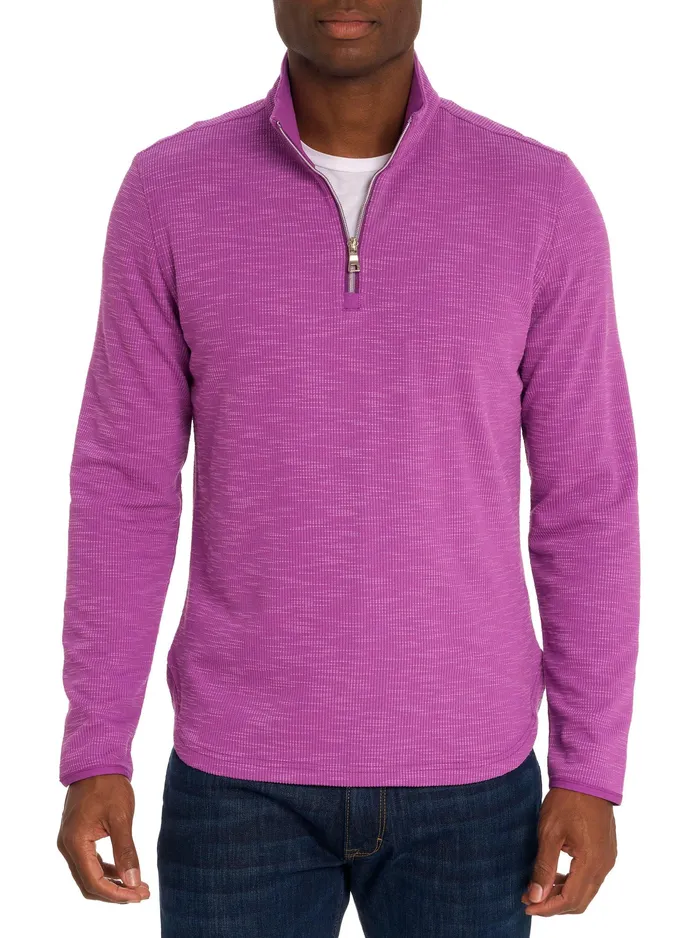 Robert Graham Long Sleeve Knits Men SPEILBERG 14 ZIP LONG SLEEVE KNIT Light Grey
