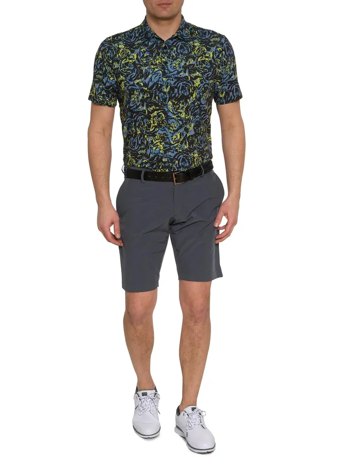 Robert Graham Polos and TShirts Men ABSTRACT ROSE PERFORMANCE POLO Black