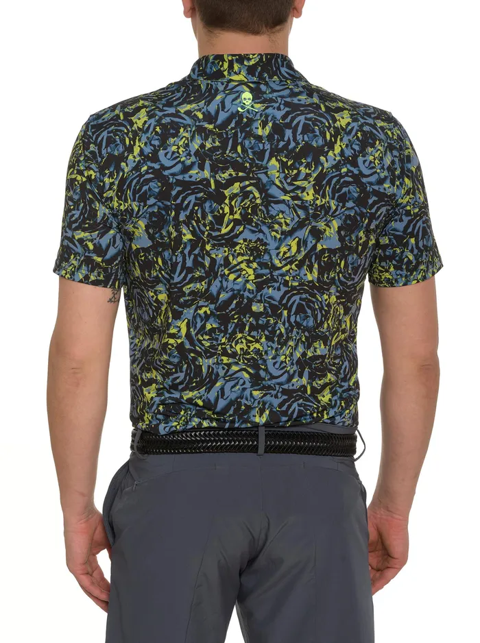 Robert Graham Polos and TShirts Men ABSTRACT ROSE PERFORMANCE POLO Black