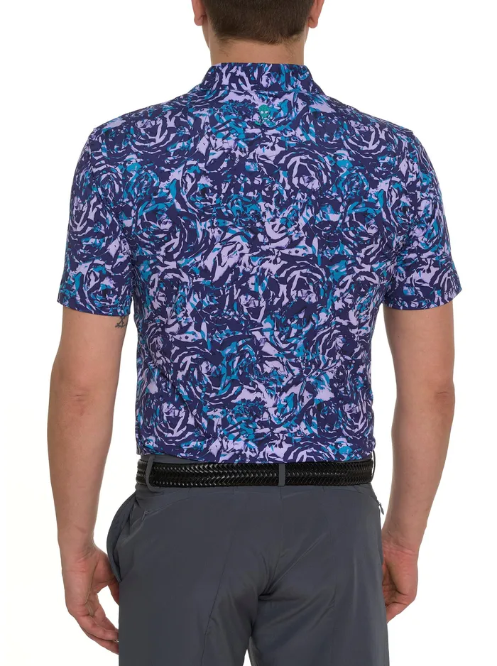 Robert Graham Polos and TShirts Men ABSTRACT ROSE PERFORMANCE POLO Black