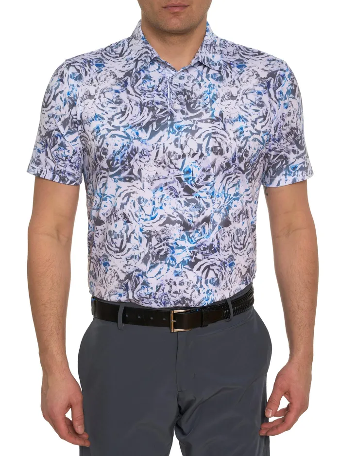 Robert Graham Polos and TShirts Men ABSTRACT ROSE PERFORMANCE POLO Black