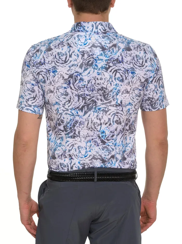 Robert Graham Polos and TShirts Men ABSTRACT ROSE PERFORMANCE POLO Black