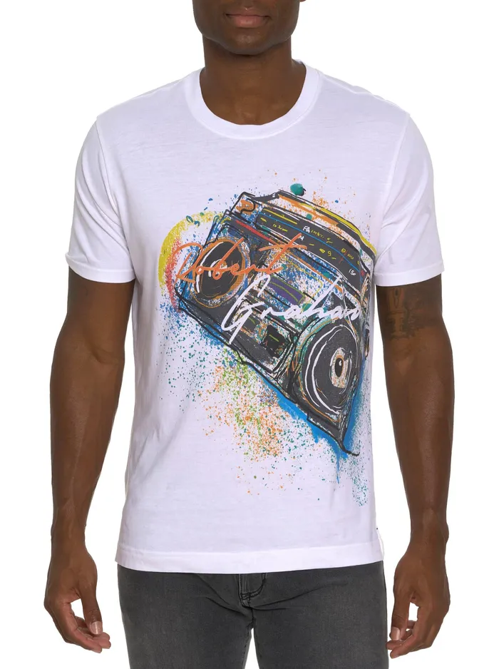 Robert Graham Polos and TShirts Men BOOM BOX SPLASH GRAPHIC TSHIRT White