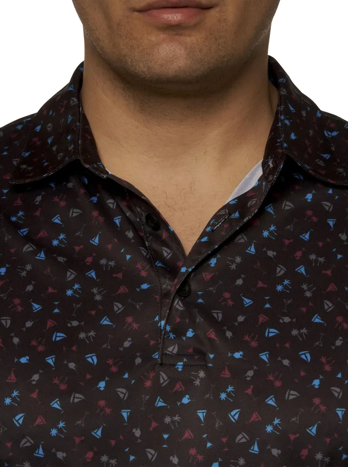 Robert Graham Polos and TShirts Men DRINK AND SAIL PERFORMANCE POLO Black