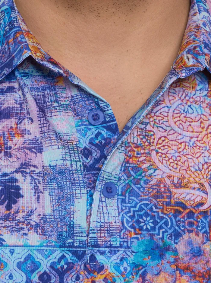 Robert Graham Polos and TShirts Men GENEVA KNIT POLO Blue