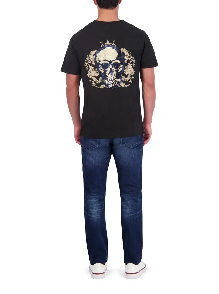 Robert Graham Polos and TShirts Men LIMITED EDITION NEIL SEQUIN SKULL TSHIRT Black