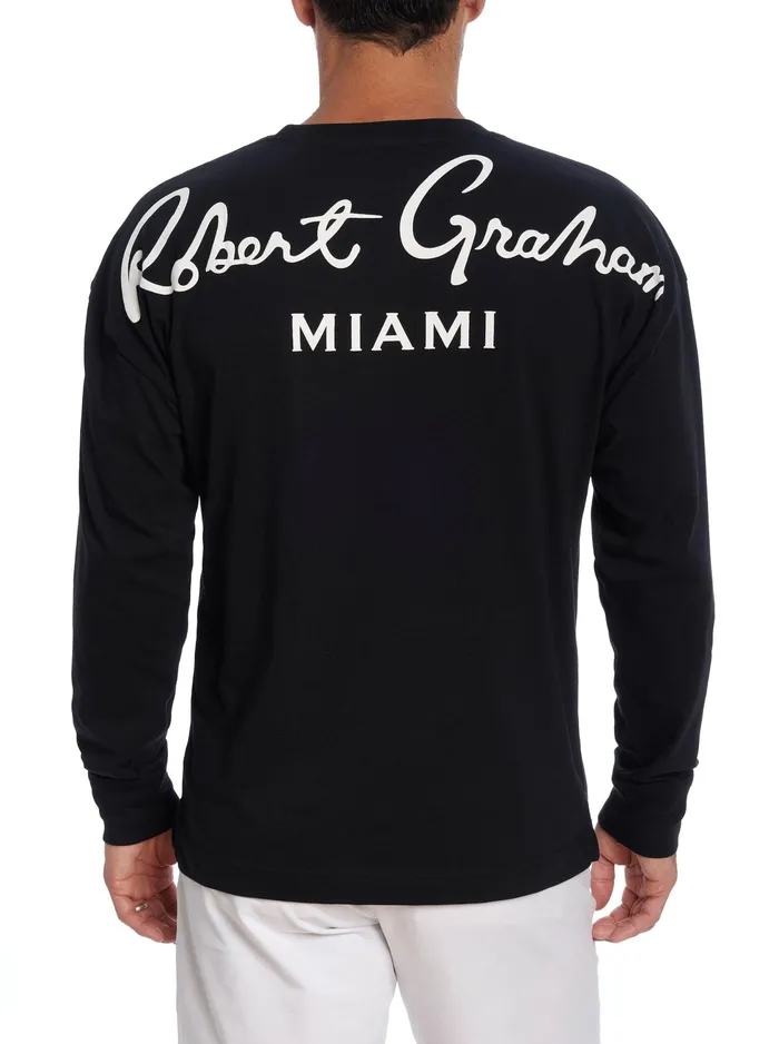 Robert Graham Polos and TShirts Men MIAMI LONG SLEEVE TSHIRT Black