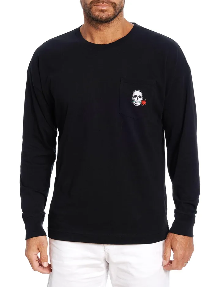 Robert Graham Polos and TShirts Men MIAMI LONG SLEEVE TSHIRT Black