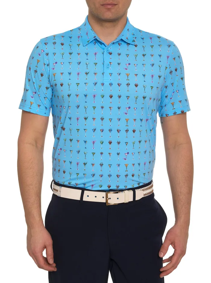 Robert Graham Polos and TShirts Men THE MARTINI PERFORMANCE POLO Light Blue