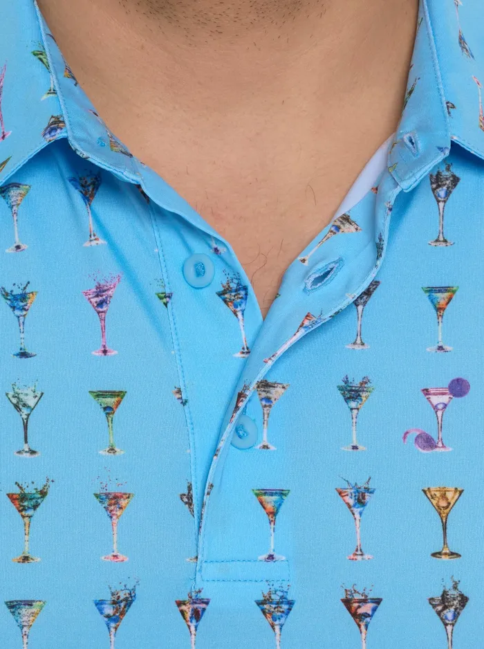 Robert Graham Polos and TShirts Men THE MARTINI PERFORMANCE POLO Light Blue