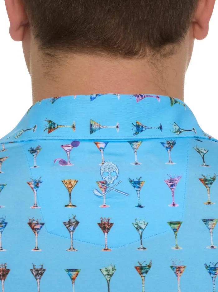 Robert Graham Polos and TShirts Men THE MARTINI PERFORMANCE POLO Light Blue