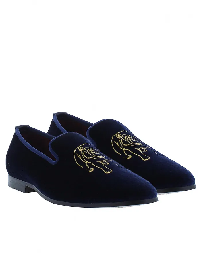 Robert Graham Shoes Men REISMAN SMOKING SLIPPER Navy