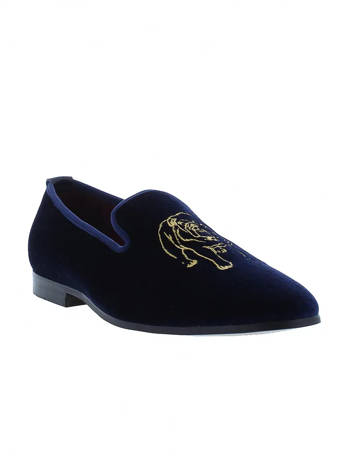 Robert Graham Shoes Men REISMAN SMOKING SLIPPER Navy