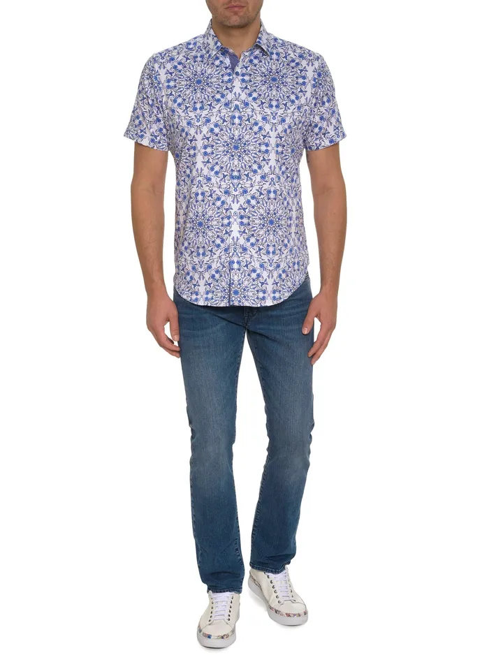Robert Graham Short Sleeve Button Down Shirts Men ANDAZ SHORT SLEEVE BUTTON DOWN SHIRT Blue