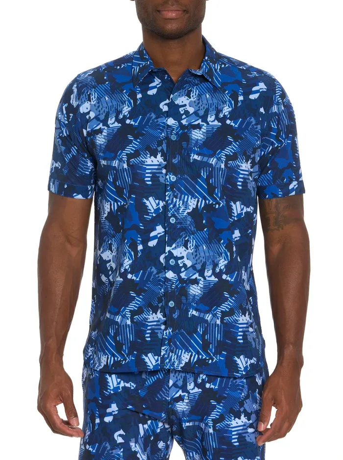 Robert Graham Short Sleeve Button Down Shirts Men BLUES CLUB PERFORMANCE SHORT SLEEVE BUTTON DOWN SHIRT Blue Robert Graham Short Sleeve Button Down Shirts Men BLUES CLUB PERFORMANCE SHORT SLEEVE BUTTON DOWN SHIRT Blue