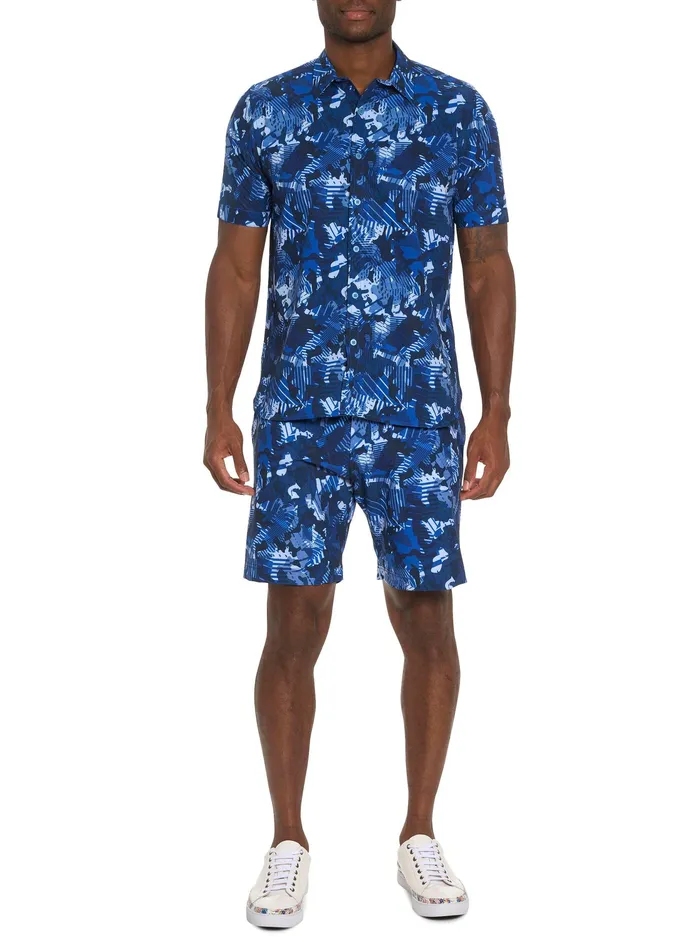 Robert Graham Short Sleeve Button Down Shirts Men BLUES CLUB PERFORMANCE SHORT SLEEVE BUTTON DOWN SHIRT Blue