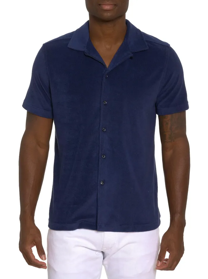 Robert Graham Short Sleeve Button Down Shirts Men CABANA BOY SHORT SLEEVE KNIT SHIRT Navy Robert Graham Short Sleeve Button Down Shirts Men CABANA BOY SHORT SLEEVE KNIT SHIRT Navy