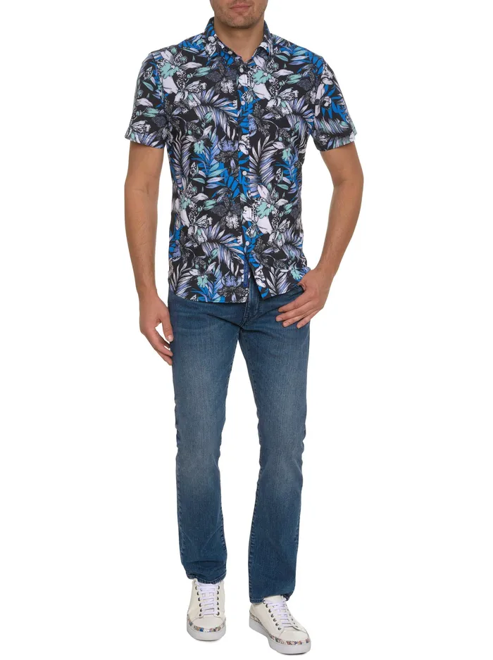 Robert Graham Short Sleeve Button Down Shirts Men FARRELL PERFORMANCE SHORT SLEEVE KNIT SHIRT Multi