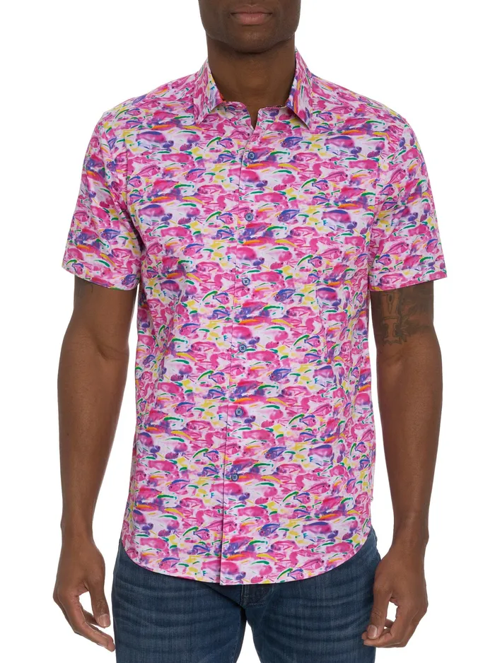 Robert Graham Short Sleeve Button Down Shirts Men FISHY BUSINESS 2 SHORT SLEEVE BUTTON DOWN SHIRT Pink Robert Graham Short Sleeve Button Down Shirts Men FISHY BUSINESS 2 SHORT SLEEVE BUTTON DOWN SHIRT Pink