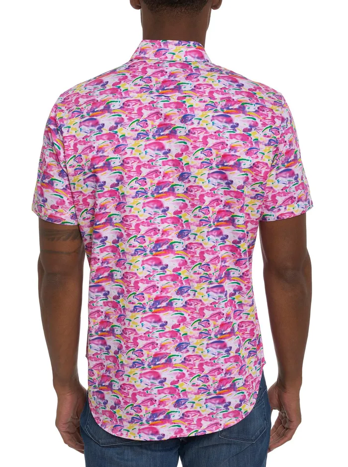 Robert Graham Short Sleeve Button Down Shirts Men FISHY BUSINESS 2 SHORT SLEEVE BUTTON DOWN SHIRT Pink